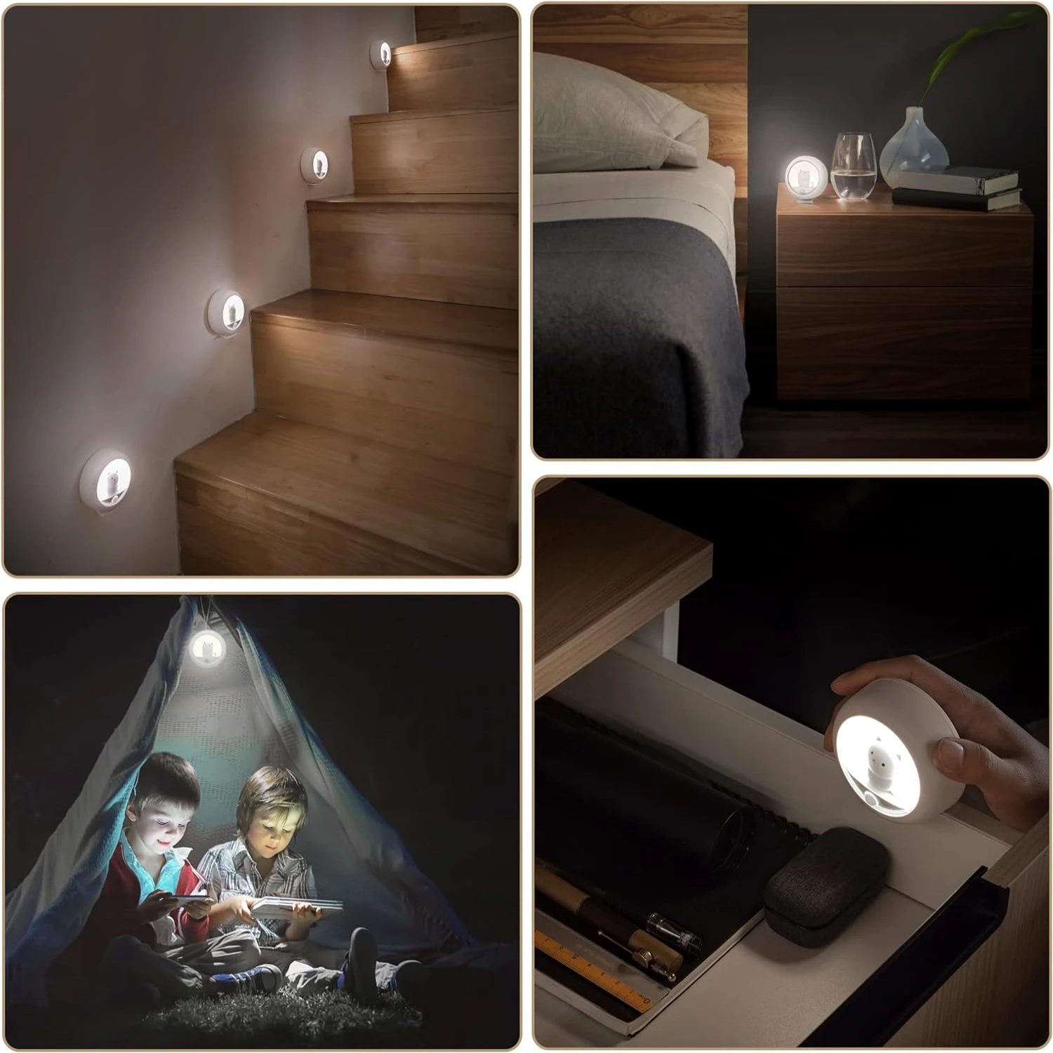 Conveniente e adorável luz noturna com sensor de movimento de gato LED sem fio macio - luzes de parede adesivas para quarto, corredor e C