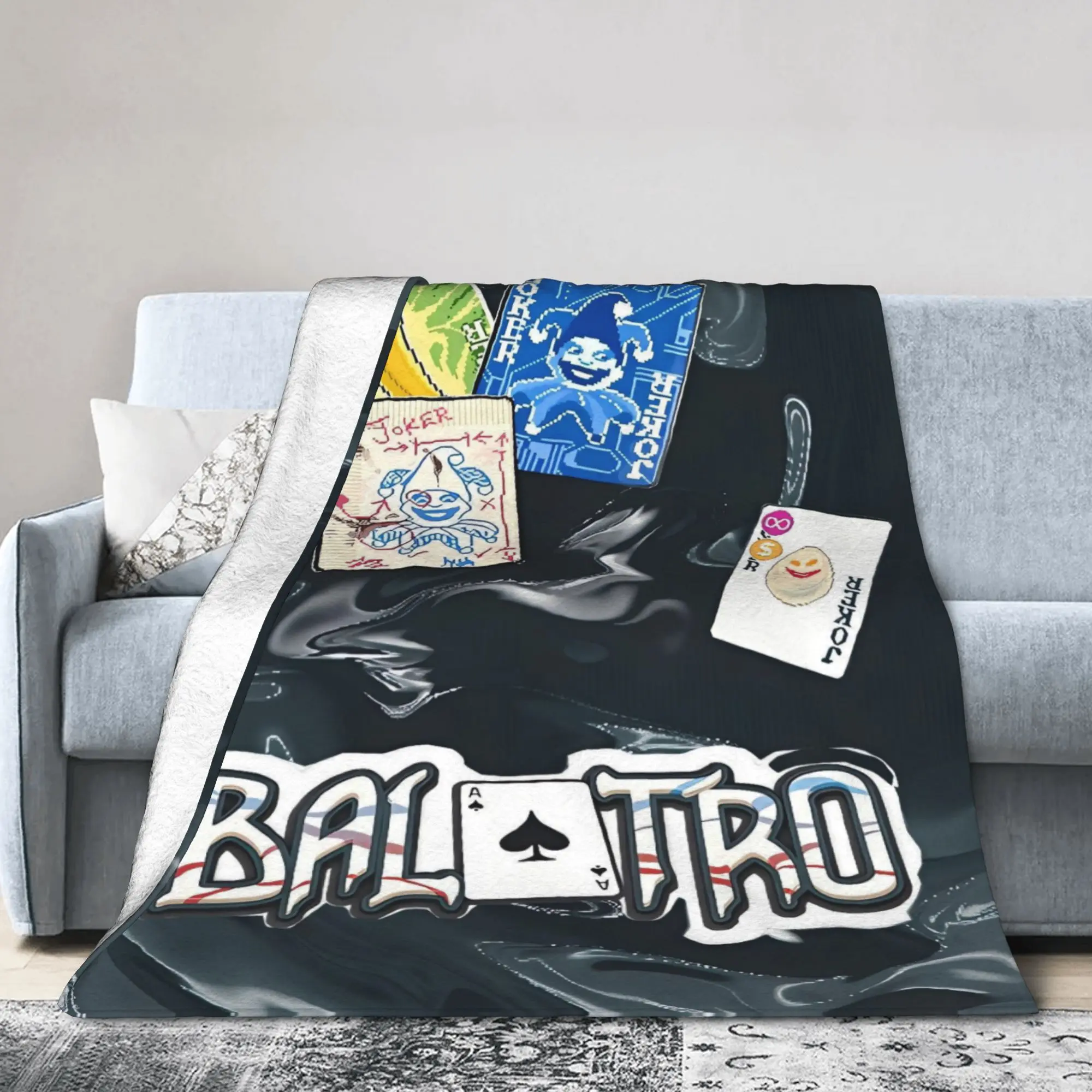 Balatro Game Card Joker Super Warm Blanket  Travel Plush Throw Blanket Comfortable Couch Chair Flannel Bedspread Sofa Bed Cover