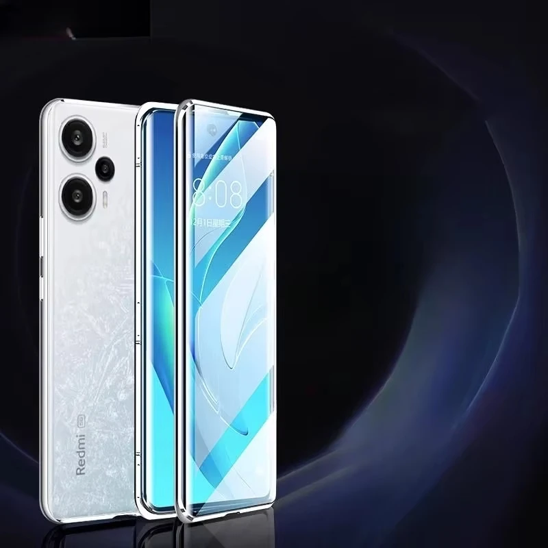 

360° Double Sided Glass Magnetic Case For Xiaomi Redmi Note 13 Pro Plus Metal Lens Protector For Redmi Note 13 Note13 Pro Plus
