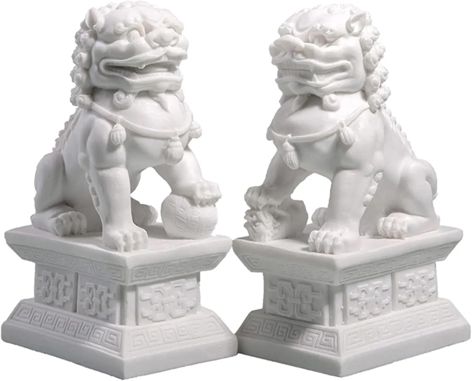Foo Dogs Statues Pair Chinese Fu Foo Dogs Guardian Lion Statues 7in/18cm