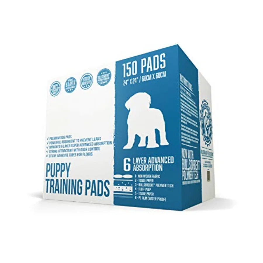 

Puppy Pee Pads with Adhesive Sticky Tape 24x24 Large Premium Dog Pads - 6 Layer Dog Training Pads and Pet Wee Pads with Quick-D