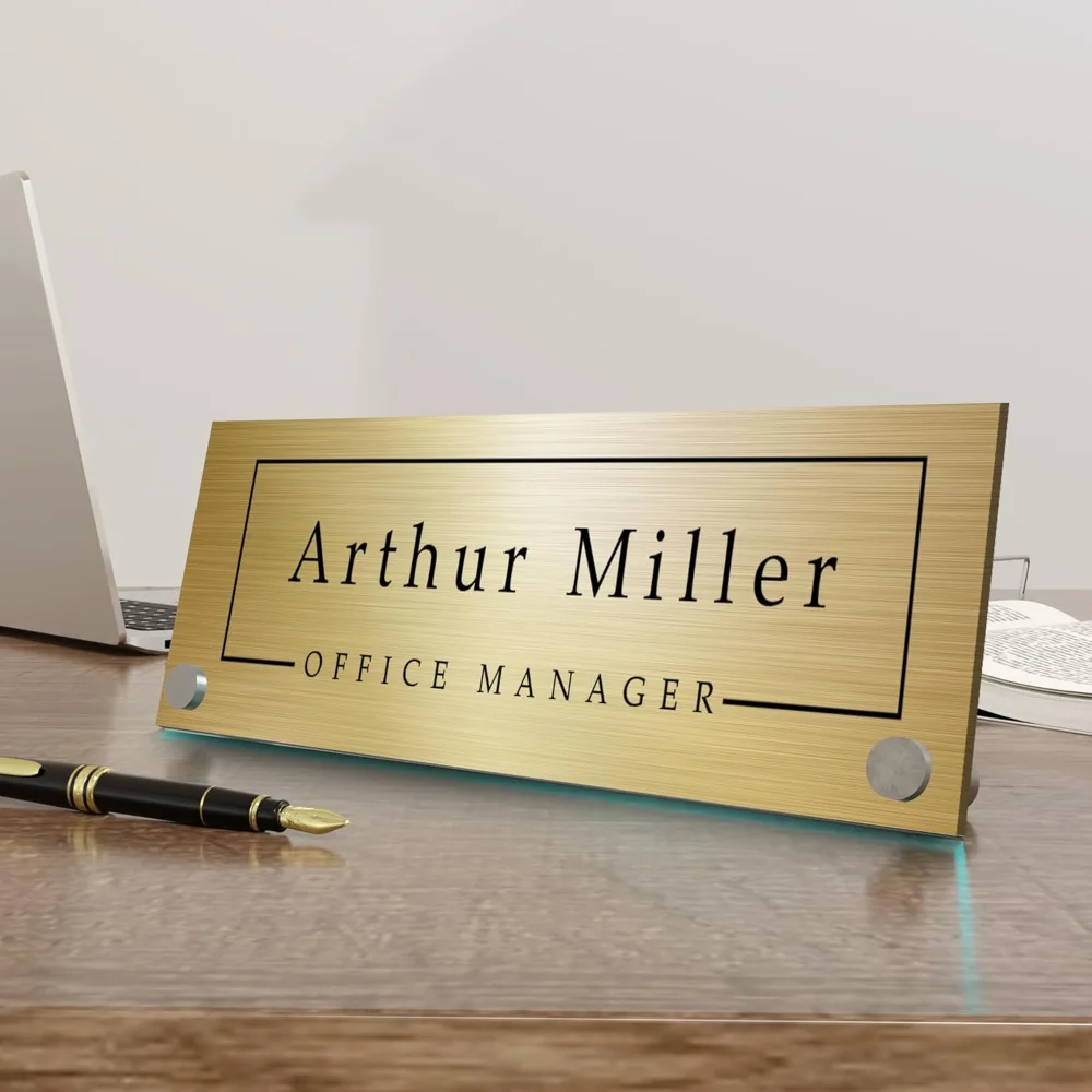 Customized Personalize Plate Your Name Position Desk Accessories Door Aluminum composite panel Sings Gold Silver