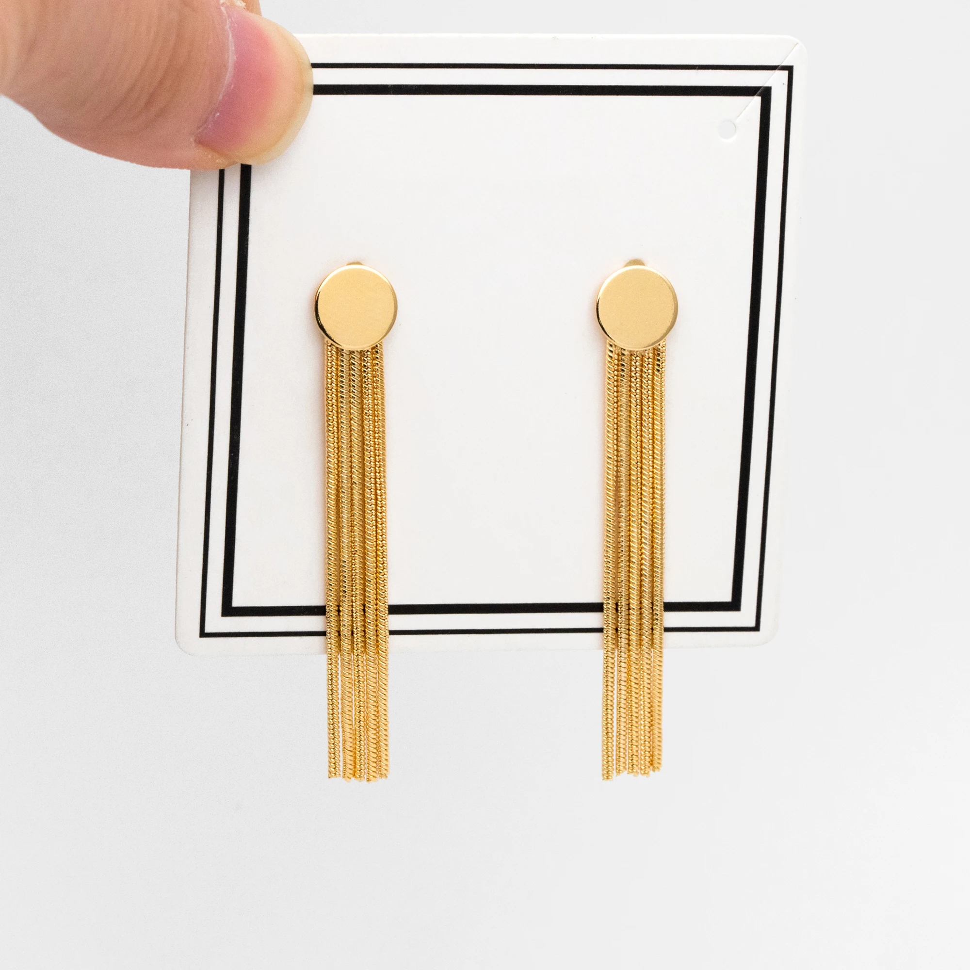 

4pcs Round Disc Tassel Earring Posts 51mm, 18K Gold Plated Brass Dangling Stud Earring (GB-3484)