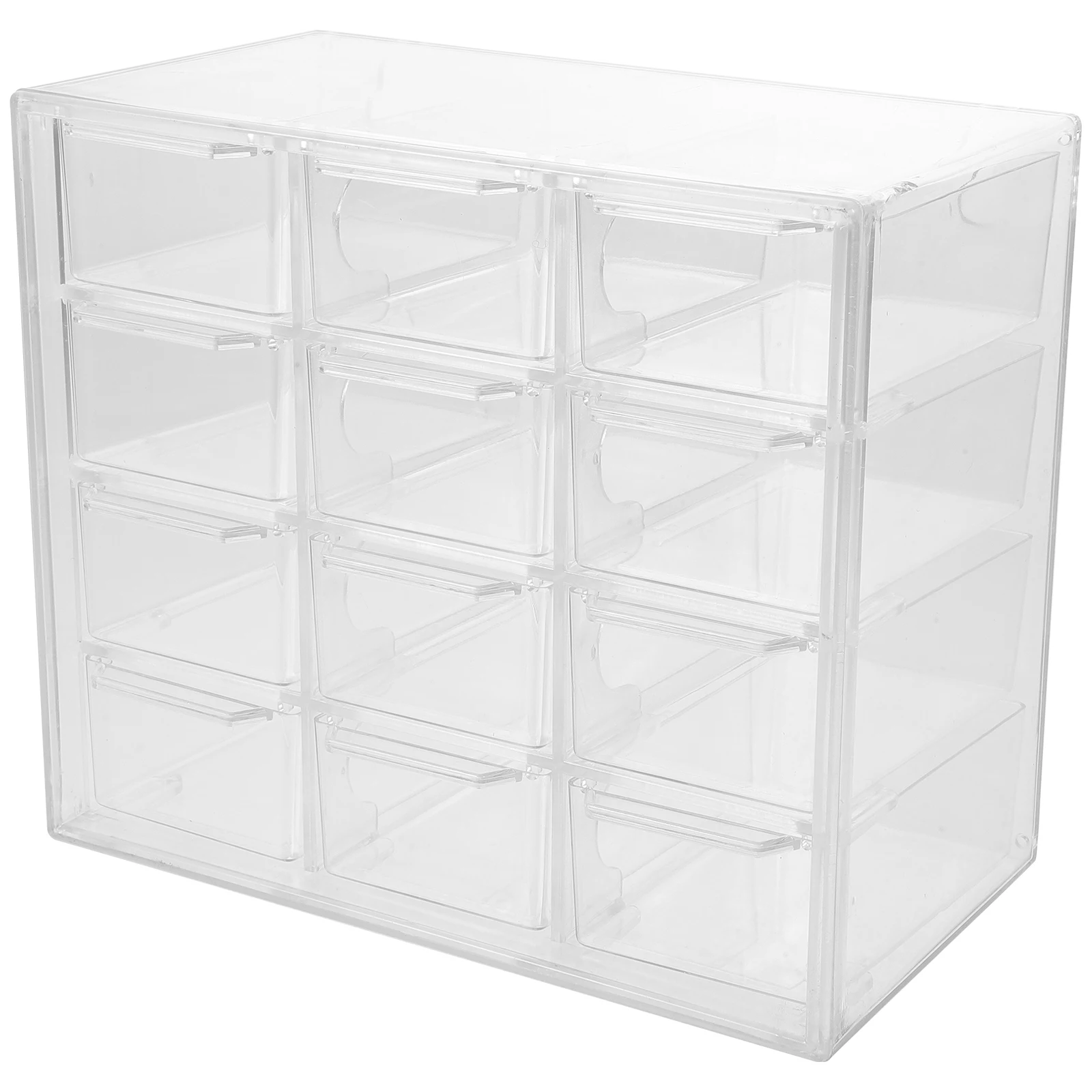 Transparent 12-Grid Dustproof Storage Box for Desktop Drawer Style Jewelry Organizer Plastic Stationery