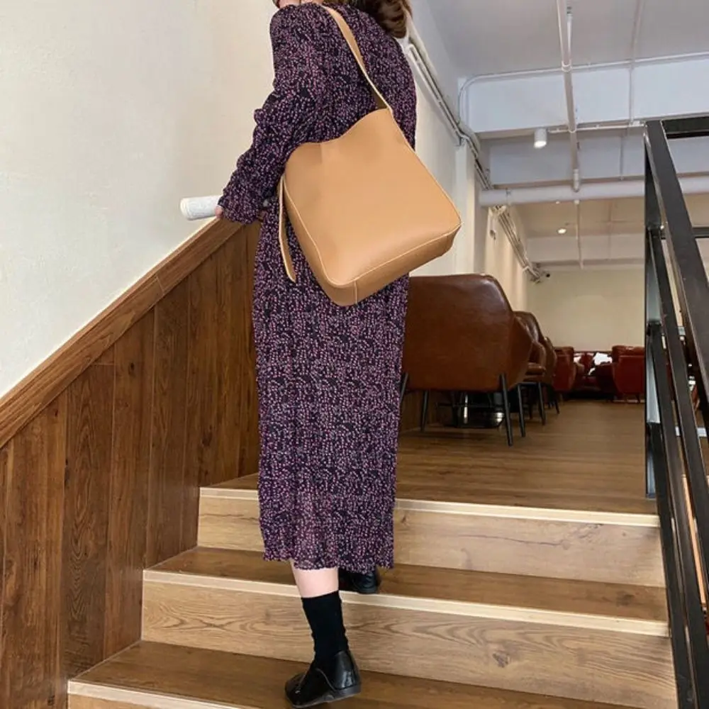 سعة كبيرة حقائب ساع الفرنسية بلون شنقا الحقيبة بو الجلود مركب أكياس الرجعية سستة الملمس أكياس تحت الإبط #3