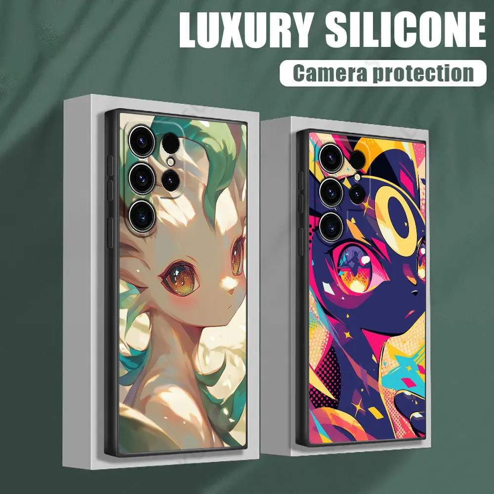 

Leafeon Umbreon Pokemons Art S25 Case For Samsung Galaxy S24 S23 S20 S21 FE S22 S25 Ultra 5G S10 Plus Note 20 Black Phone Cover