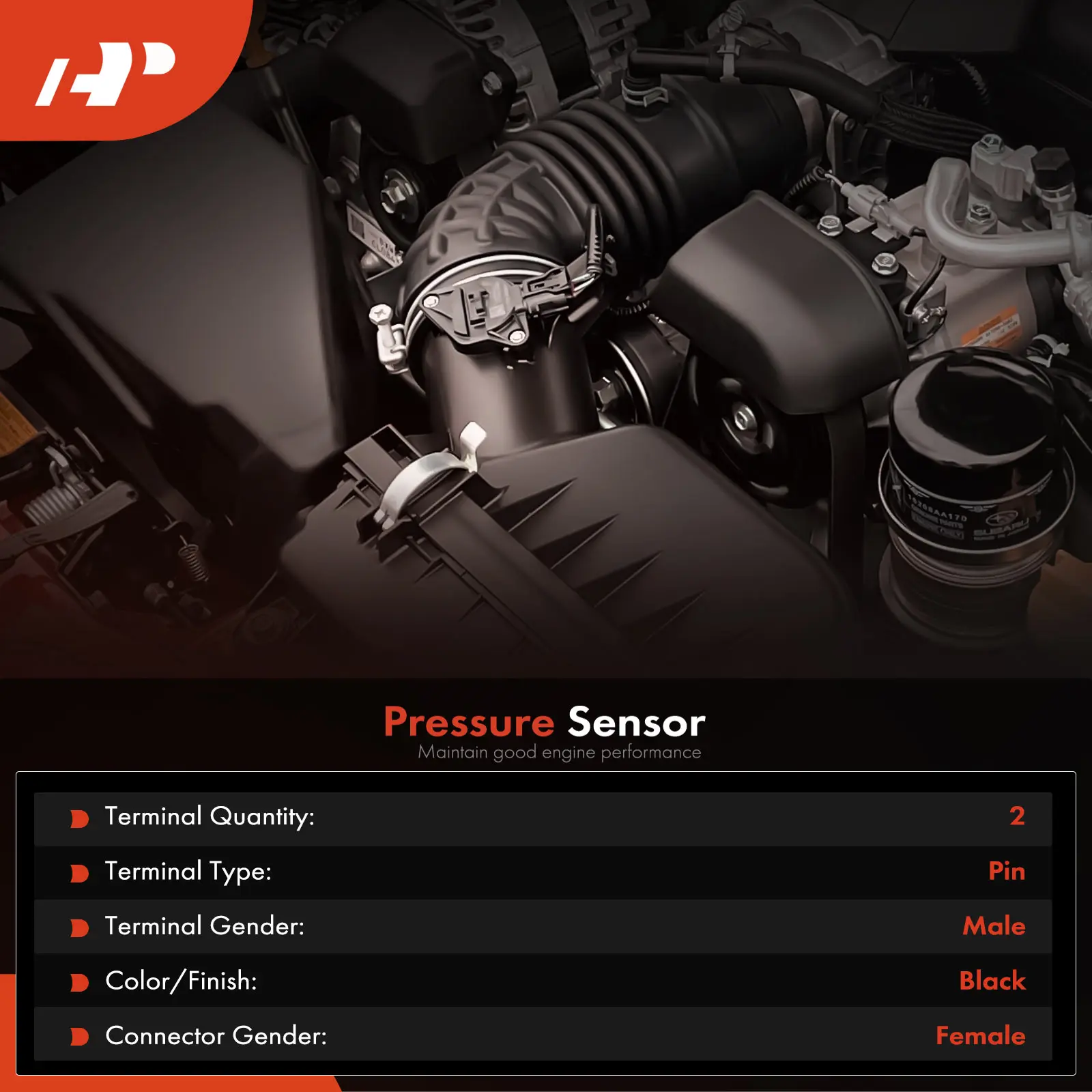 A-Premium Black & Gold Oil Pressure Switch with 2-Pin for JCB Backhoe Loader 3CX 4CX 70180319