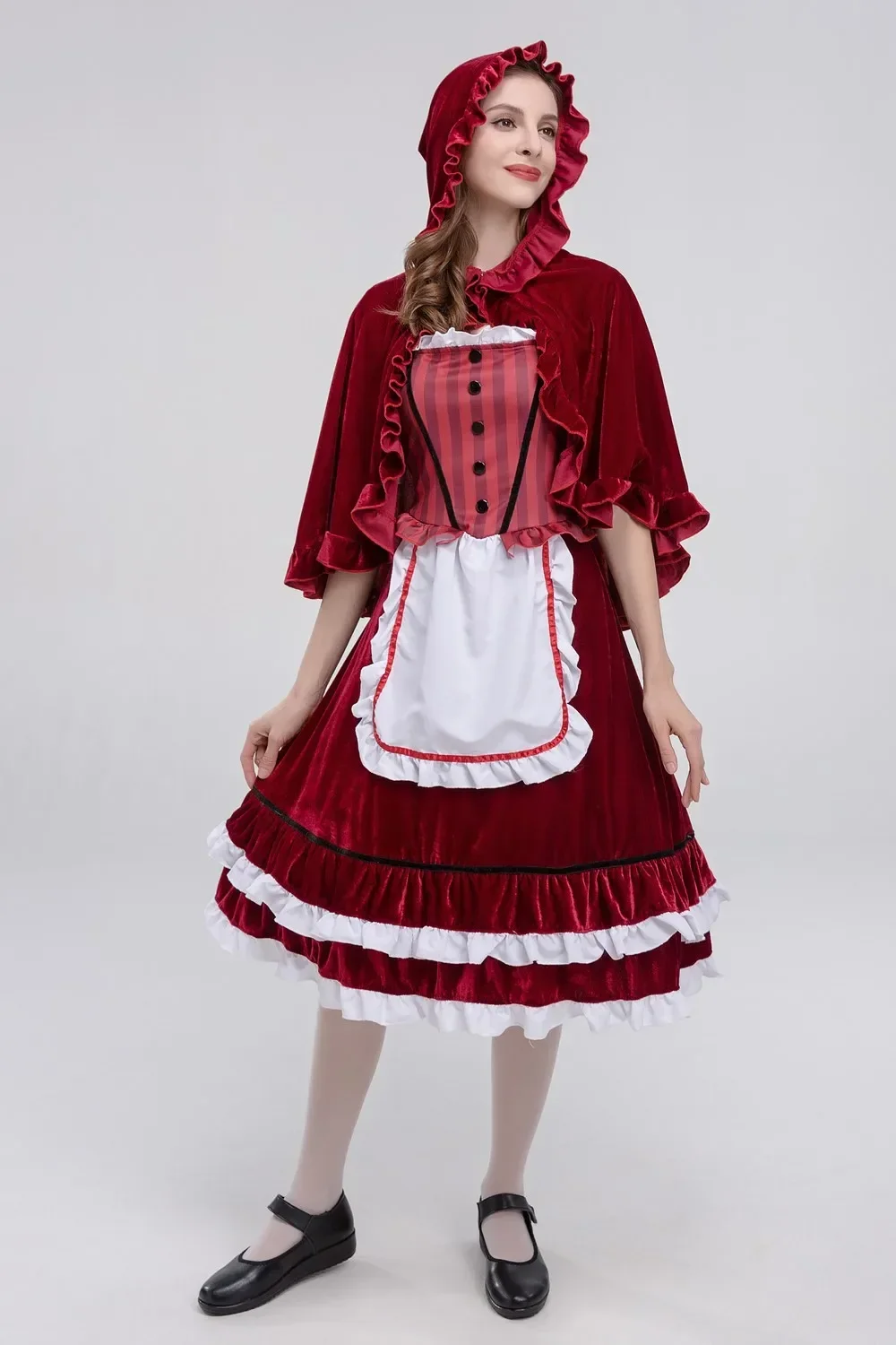 Rotkäppchen Kostüm Erwachsene Cosplay Kleid Party Nachtclub Cosplay Kostüm Dienstmädchen Kostüm Langes Kleid Umhang