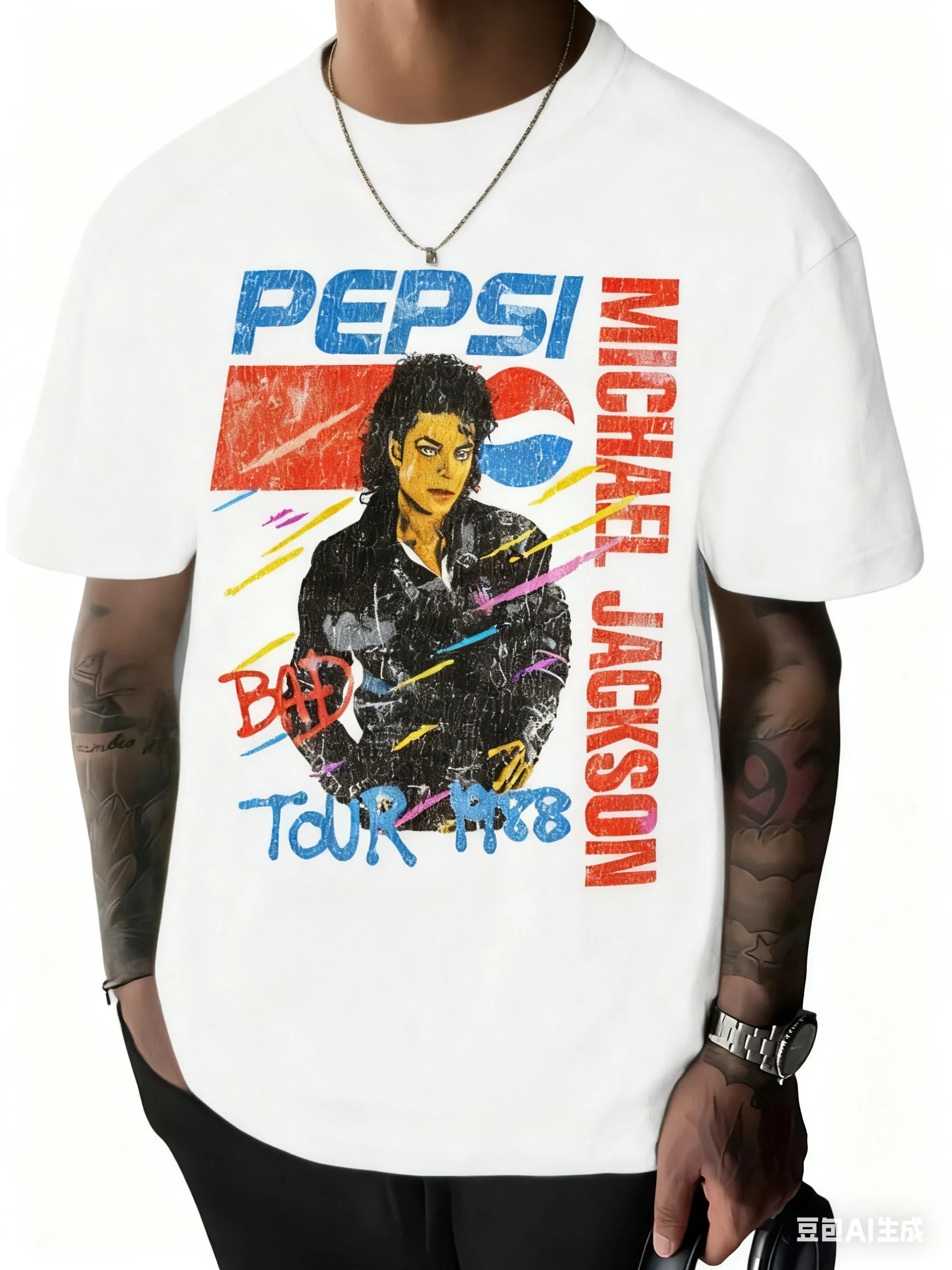 

Футболка с Майклом Джексоном Bad Pop Music Tour, свободная свободная рубашка большого размера с заниженными плечами в стиле ретро, хлопковая одежда с короткими рукавами, мужская рубашка