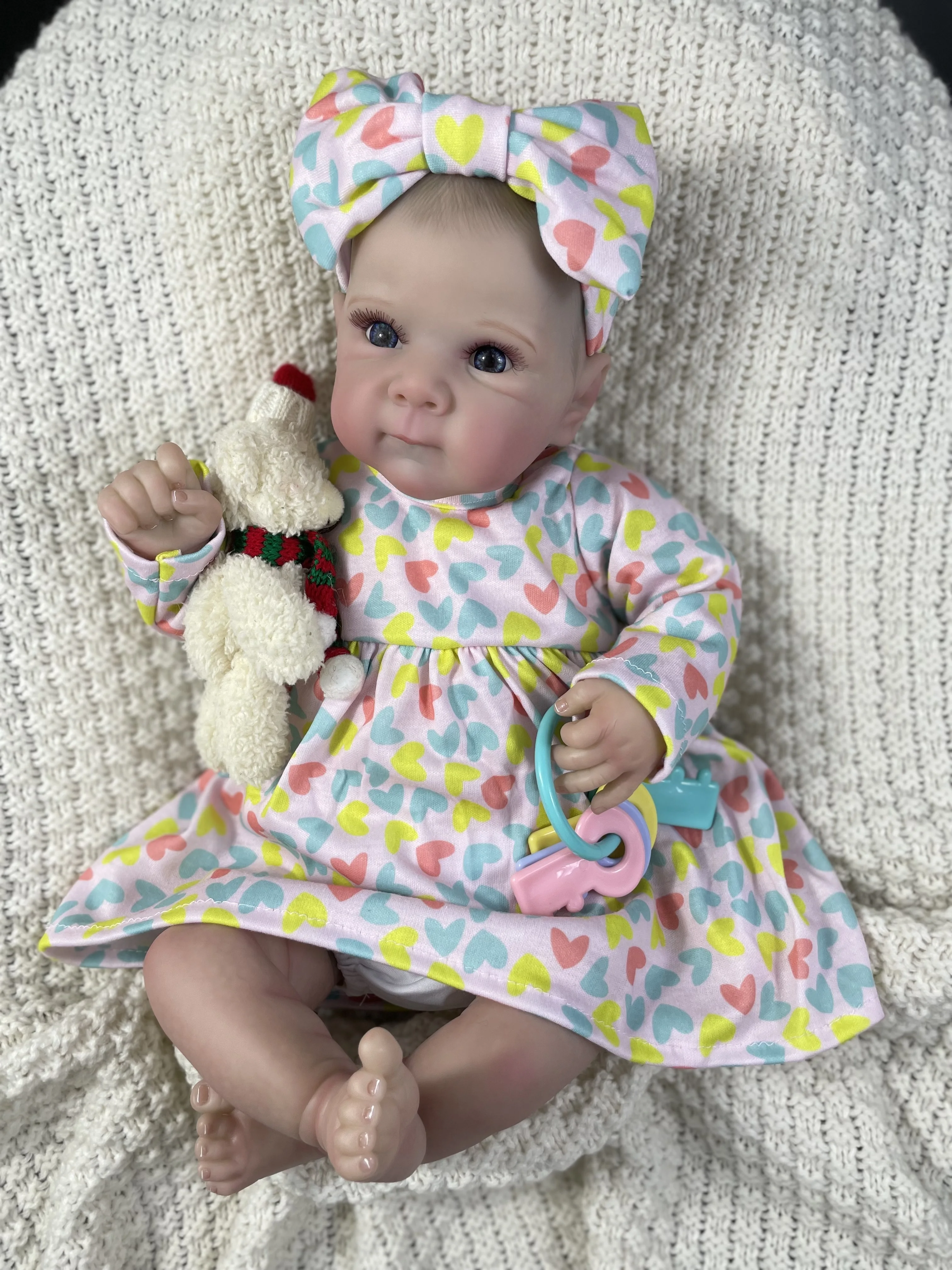 MRB 19 Inch Bettie Reborn Baby Doll Adorable Girl Vinyl Fabric Body Lifelike Painted Skin Art Collectible Doll Christmas Gift