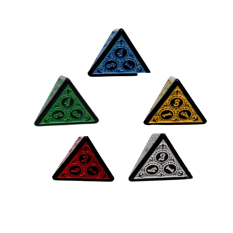 10PCS D4 pirâmide triangular Poliédrica Esculpida Padrão Dice Set 4 Side Dice Para Game Board Acessórios Do Jogo