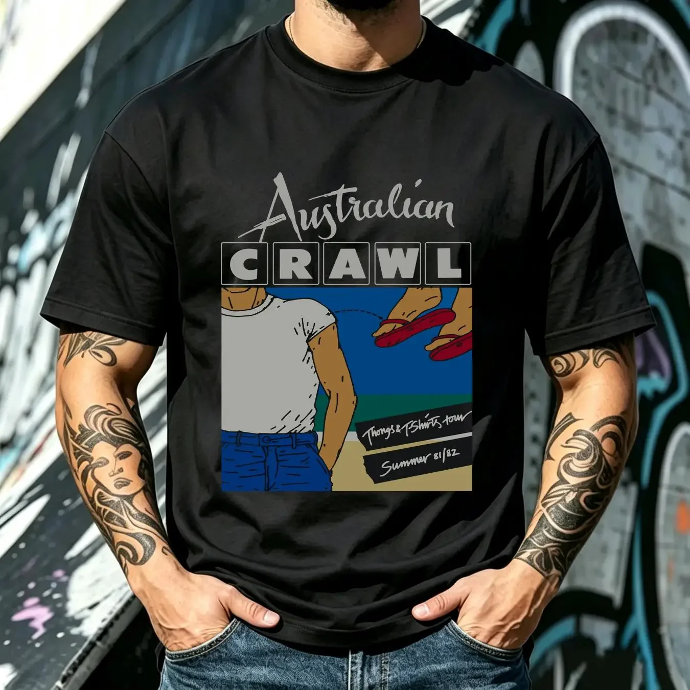 washed T Shirt AUSTRALIAN CRAWL BAND For Fan S to 5XL GC1420 long or short sleeves vintage Washed Versatile Soft Breathable