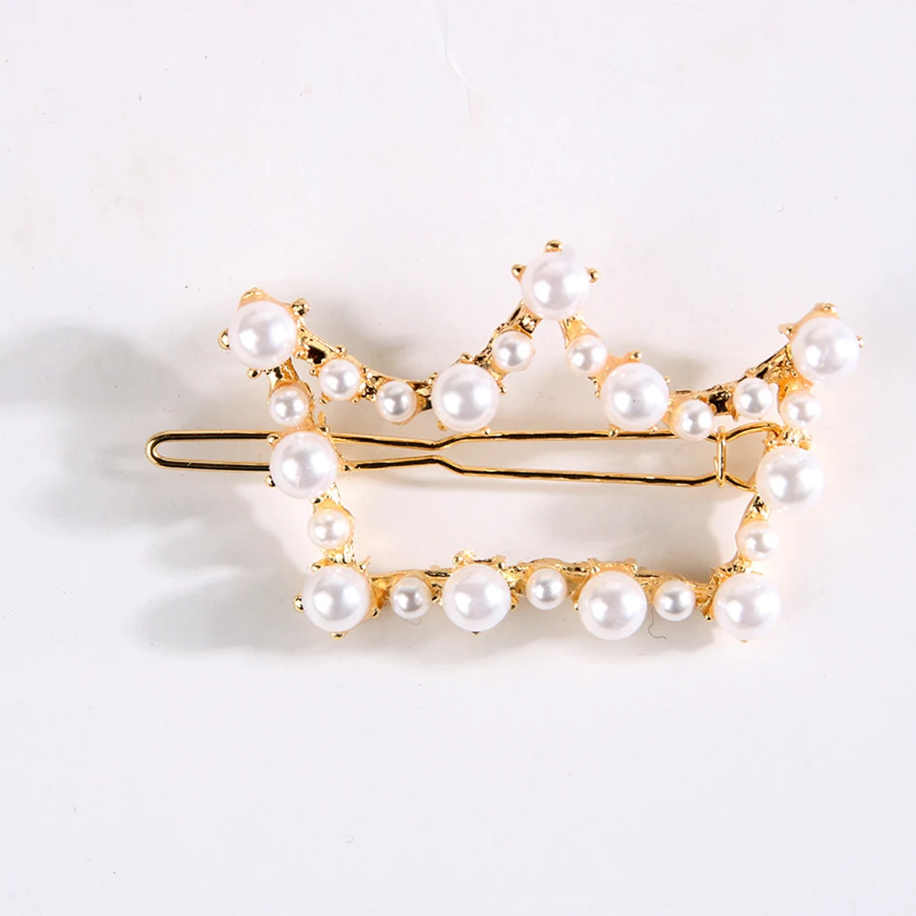 

4pcs Pearl Heart Hair Clips Girls Headdress Hollow Out Pins Geometric Barrette Durable Alloy Hair Style Decoration