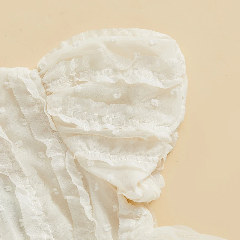 

Infant Princess Tutu Dress with Floral Ruffles and Crew Neck for Summer Party Wear - Adorable Baby Girl Romper Dress