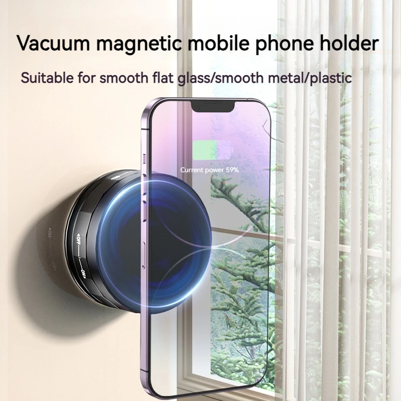 Universal Vacuum Suction Magnetic Phone Holder : Compatible with Phones, Perfect for Car, Kitchen, Bathroom & Gym Mini Mount