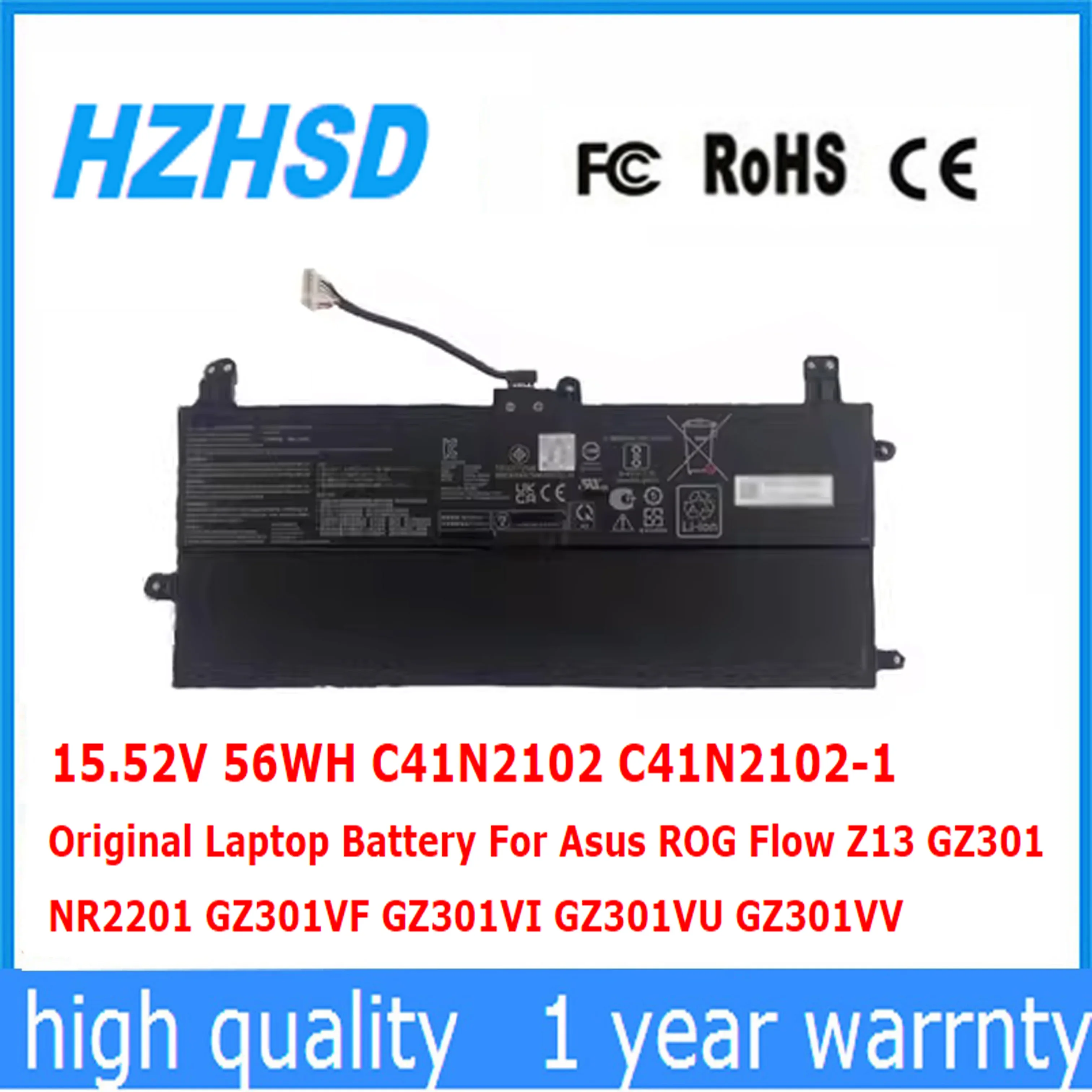 

C41N2102 C41N2102-1 15.52V 56WH Original Laptop Battery For Asus ROG Flow Z13 GZ301 NR2201 GZ301VF GZ301VI GZ301VU GZ301VV