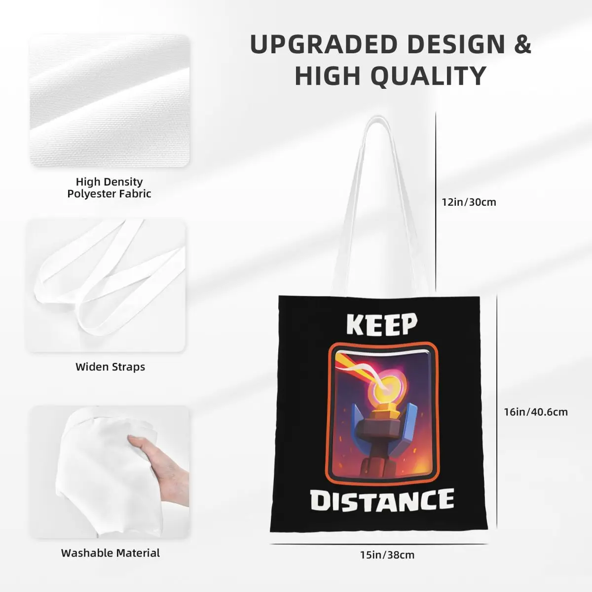 حقيبة تسوق Clashed Royales للحفاظ على المسافة، حقائب يد نسائية مطبوعة، حقيبة كتف للسفر من القماش الرائع #4