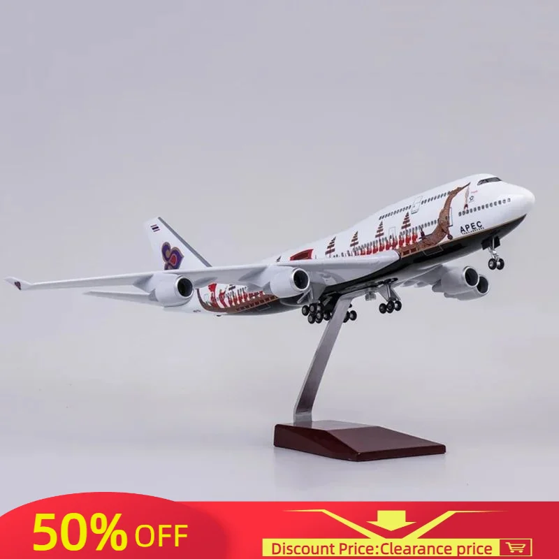 

47CM 1:150 Scale Airplane Model Toys Thai Airways Dragon B747 Diecast Resin Aircraft with Light Wheel Gifts Display Collection