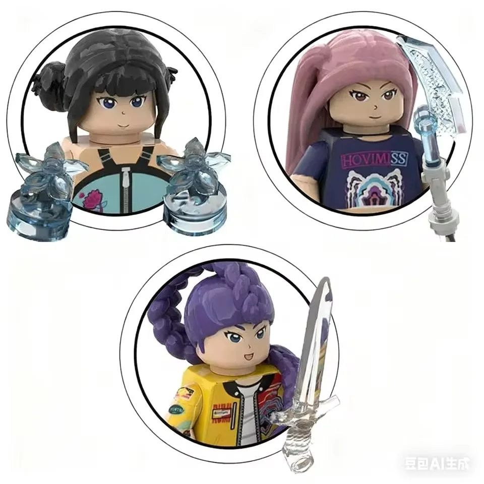 

Горячая KPOP охотники на демонов, мультяшные куклы, строительные блоки, каваи, мини-фигурка, голова в сборе, игрушки, детские развивающие игрушки, подарок