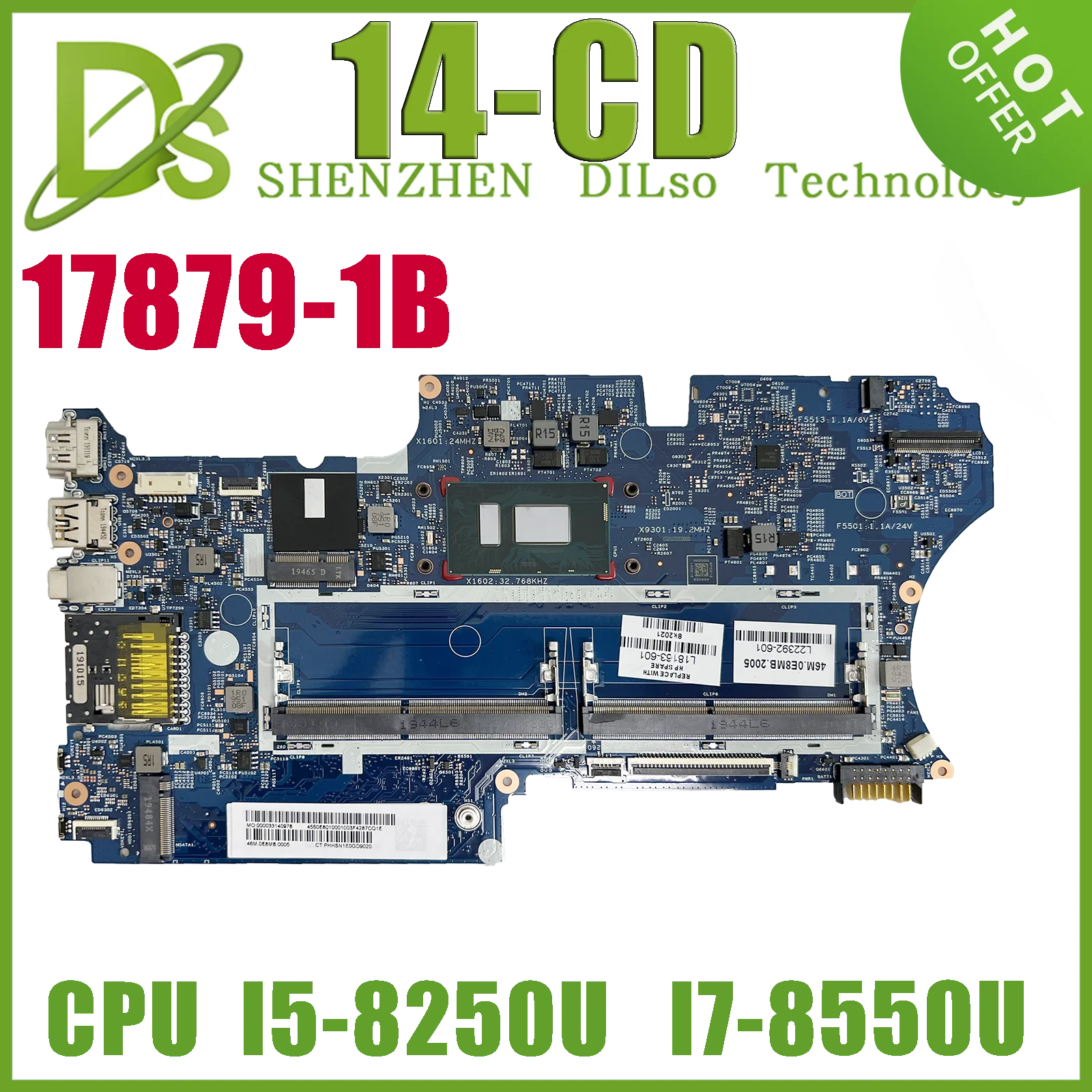 

KEFU 17879-1B материнская плата для HP PAVILION X360 14-CD TPN-W131 L18163-601 L22329-601 материнская плата для ноутбука i3-8130U i5-8250U i7-8550U