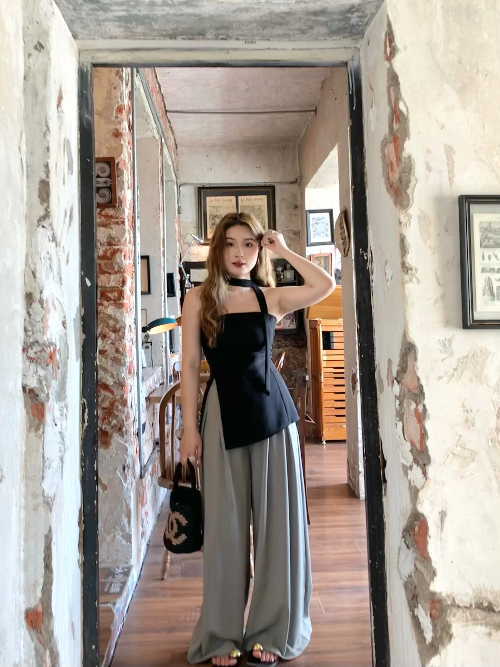 

Herwear High Waist Wide Leg Pants Women's Summer Draped Straight Floor-Length Suit Pants Slimming Design Sensation