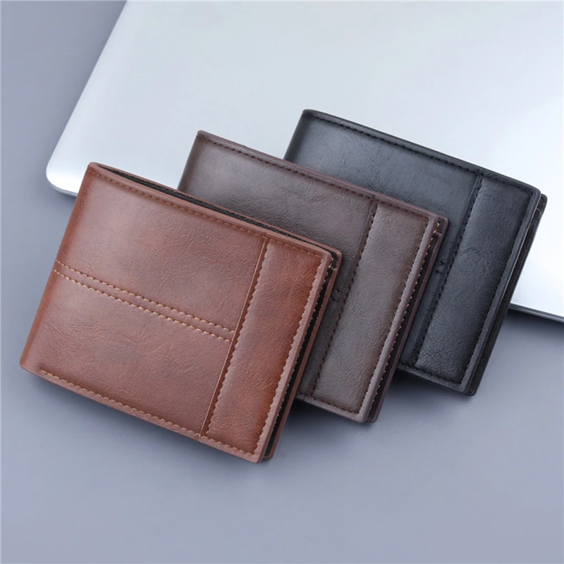 

Men's Wallet Short Money Clip Male Youth Business Casual Horizontal Leather Clip Fashion Large Capacity Soft PU Leather Wallet