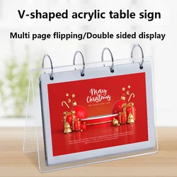 A6 Page Turning Table Menu Sign Holders Card Display Stand For School Hotel Office Store Restaurant Poster Paper Label Frame