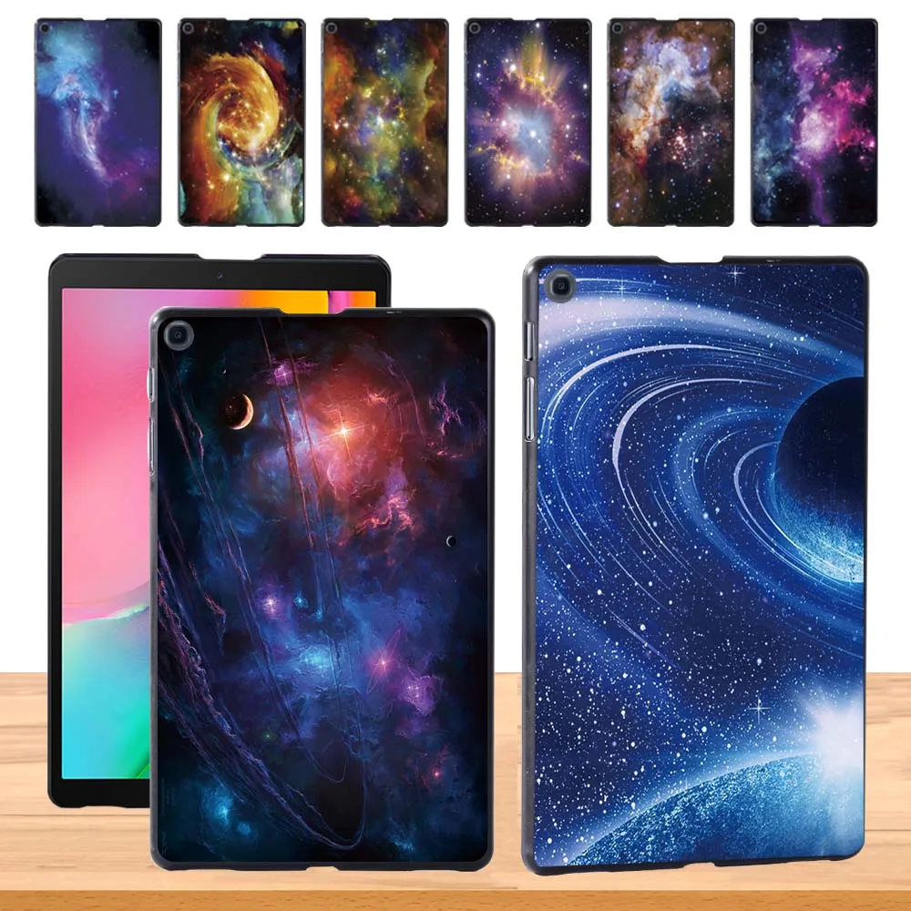 Space Pattern Slim Cover for Samsung Galaxy Tab A 8.0 (2019) T290 T295 Plastic Durable Tablet Shell Case + Free Stylus