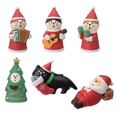 Christmas Resin Ornaments Cat Collectible Christmas Miniature Figurines Christmas Tree Ornament for Cat Lover Gifts Craft