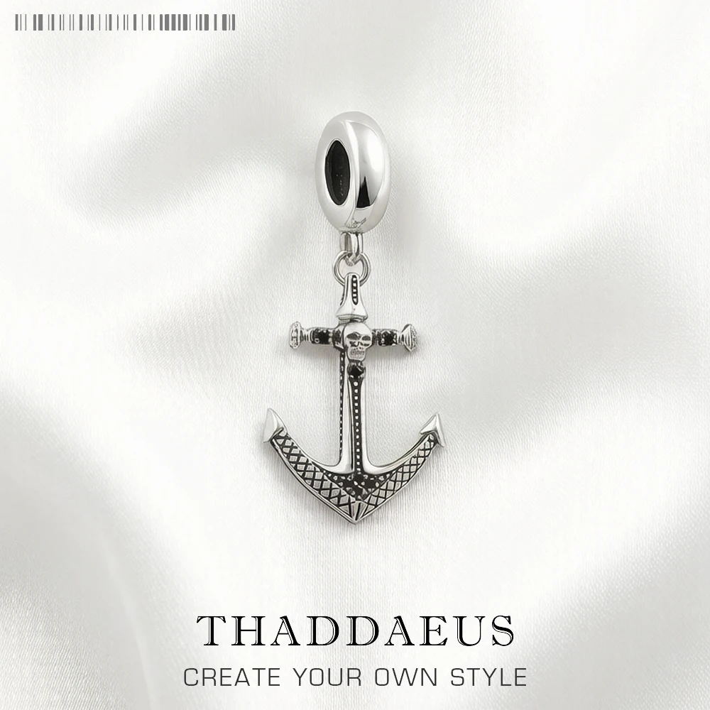 

Skull Anchor Dangle Charm Pendants Pure 925 Sterling Silver Punk Gift For Women Men Jewelry