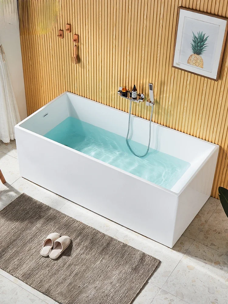 Household Small Apartment Insulated Bathroom Adult B & B Internet Celebrity Acrylic Thin Edge Bathtub Basin 1-1.7M