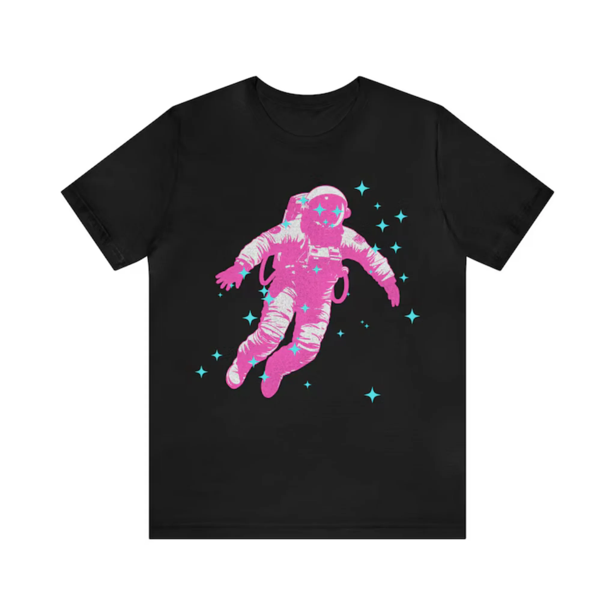 Unisex Astronaut Space Graphic T Shirt Casual Crew Neck Short Sleeve Starry Art Tees Streetwear Daily Tops