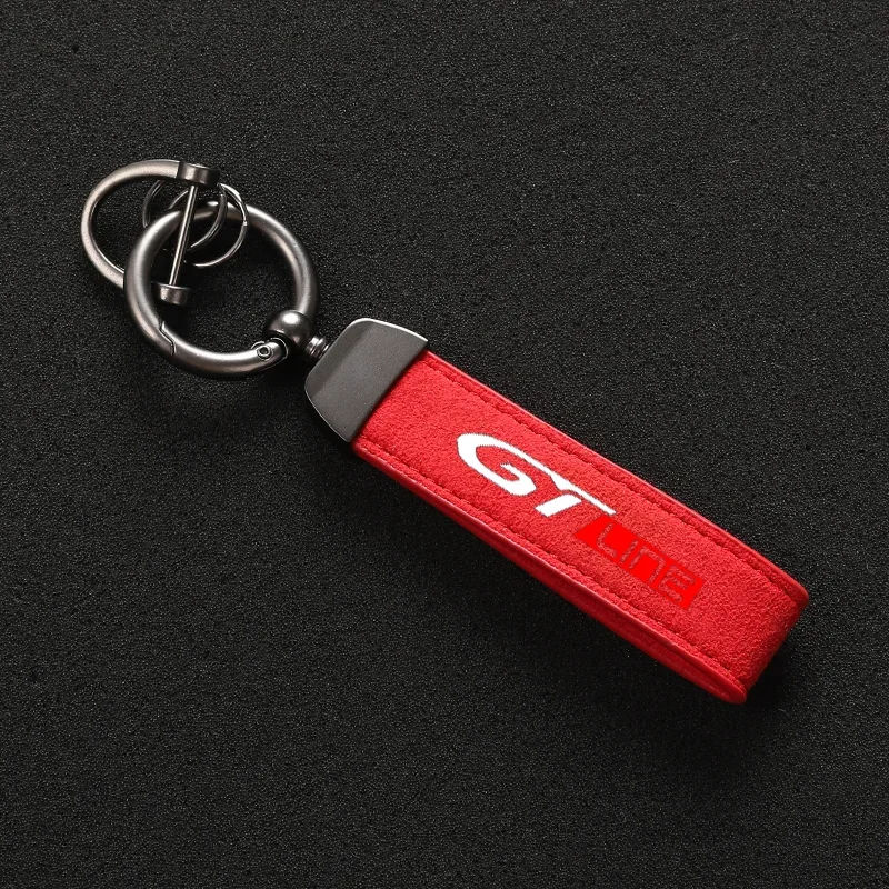 High-Grade Leather Suede Key Ring Horseshoe Buckle Car GT GTI GTLINE Keychain For eugeot 208 307 308 2008 3008 106 Car Keychain