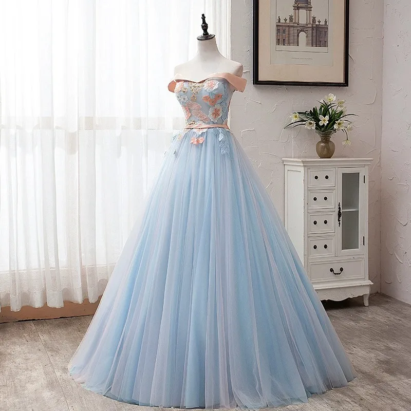 New Colorful Gradient Mesh Performance Dress Host Art Exam Studio Embroidered Flower Dress Princess Puff Dress Customized