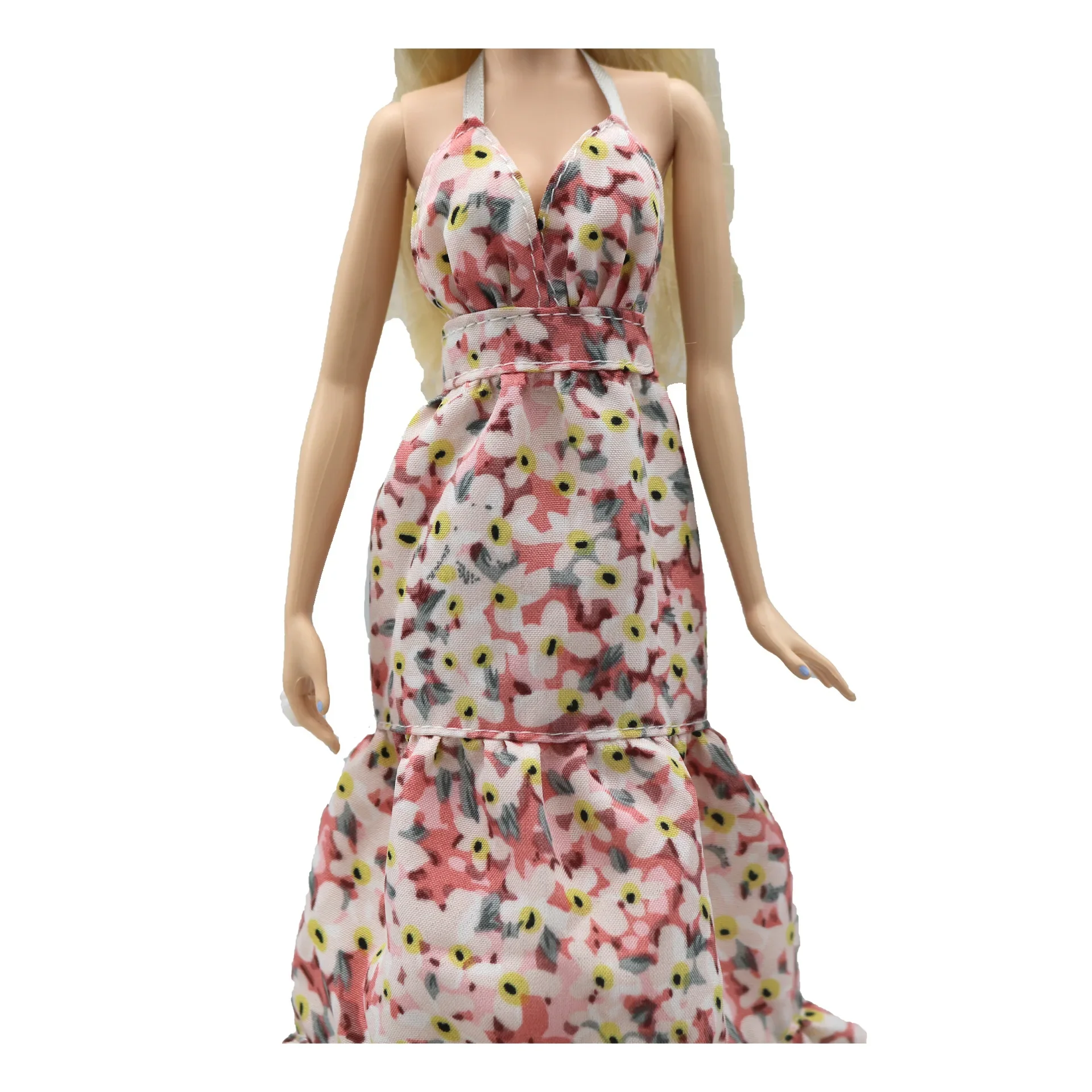 2023 new fashion clothes dress for 30 cm  doll 1/6 29 cm Ribbon Hanging Neck Open Back Fragmented Flower Dress