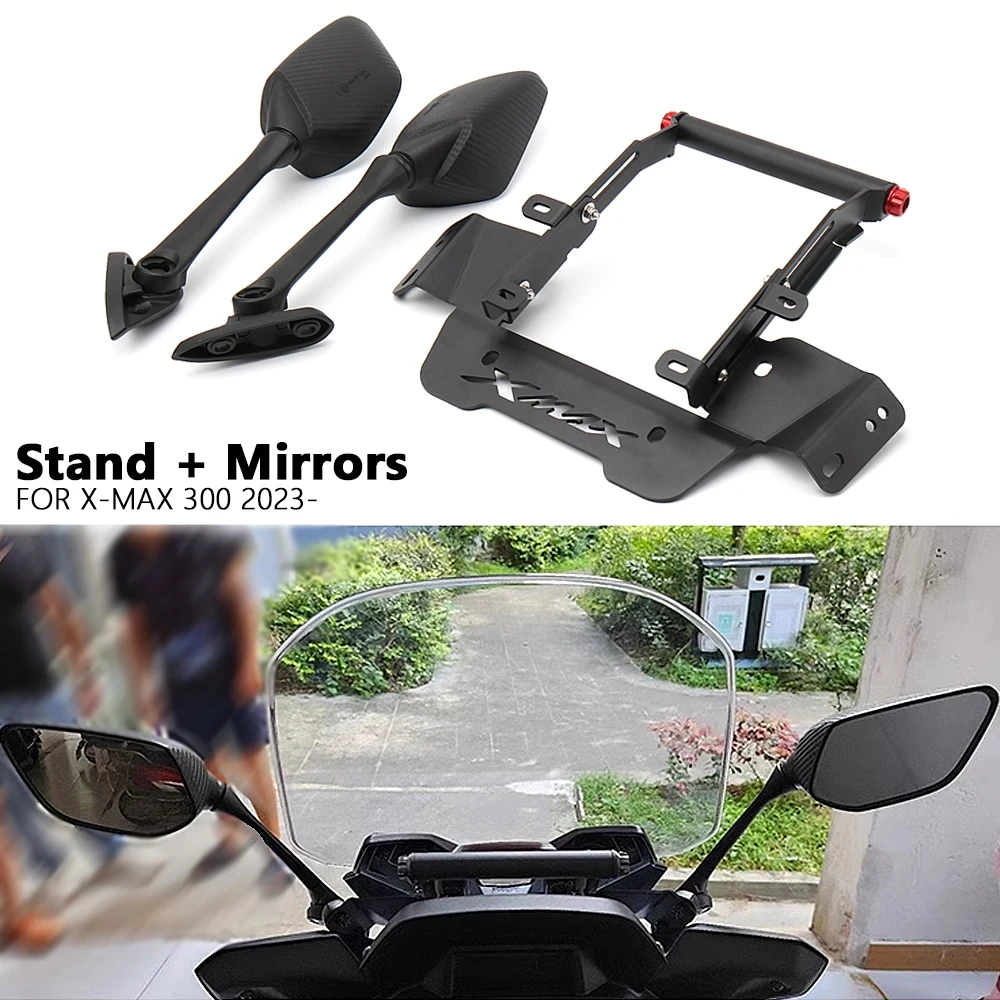 

Motorcycle Stand GPS Bracket Mobile Phone Navigation Plate Holder Rear View Mirrors For YAMAHA X-MAX 300 XMAX 300 XMAX300 2023