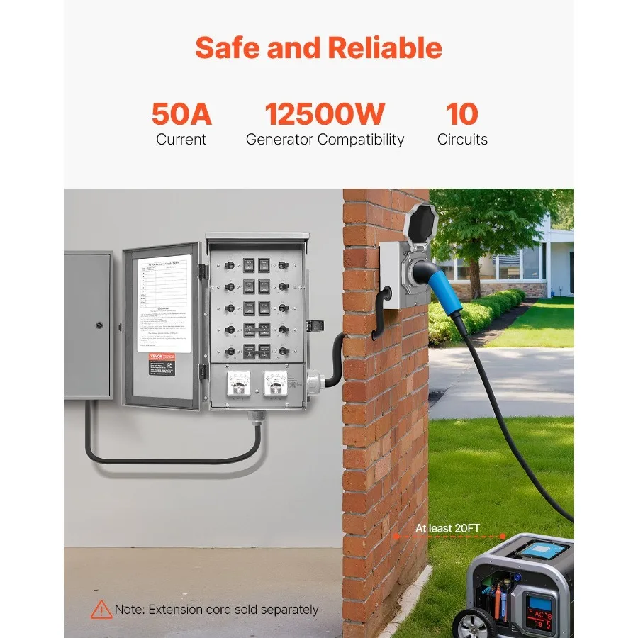 Interruptor de transferência manual 50A Kit de interruptor de transferência de gerador NEMA 3R 12500W 120 240V