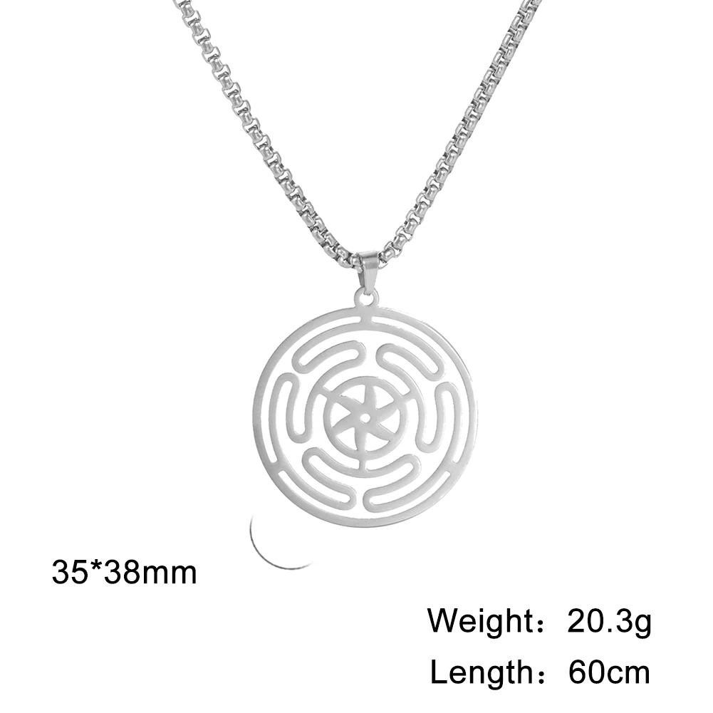 Lemegeton Hecate Women Wheel Necklace Pin Hot Magic Symbol Witchcraft Energy Amulet Men and Women Stainless Steel Jewelry Gifts