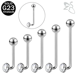 ZS 1 PC 14G F136 G23 Titanium Steel Belly Button Ring Men Women Round CZ Crystal Navel Piercings Body Jewelry 11/13/16/19/22MM