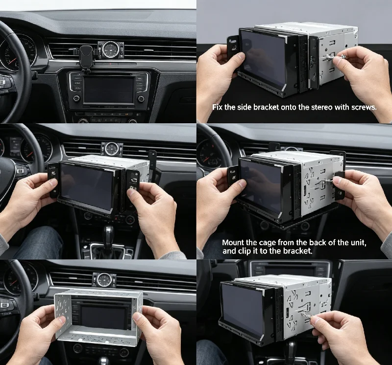 Universal 2DIN Stereo Radio Cage Frame DVD Player Box Fascia Panel Plate Case Audio Dash Mounting Kit Auto Car Audio Video Acces