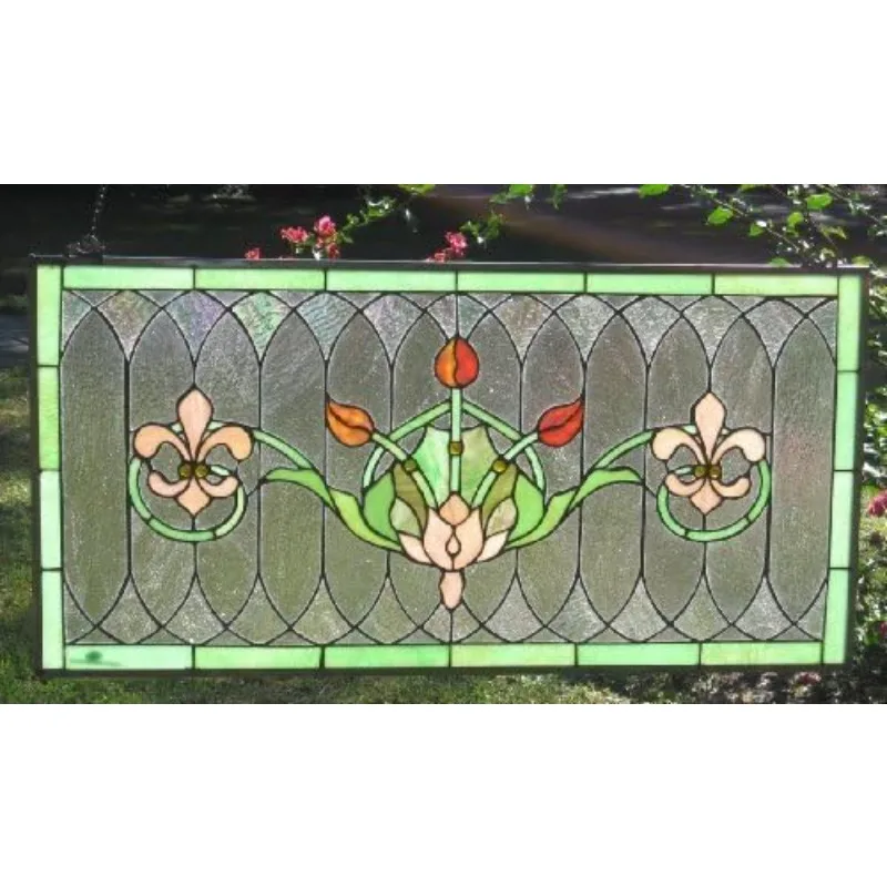 

смонтовая стеклянная панель для транца Fleur De Lis 32 x 16 дюймов