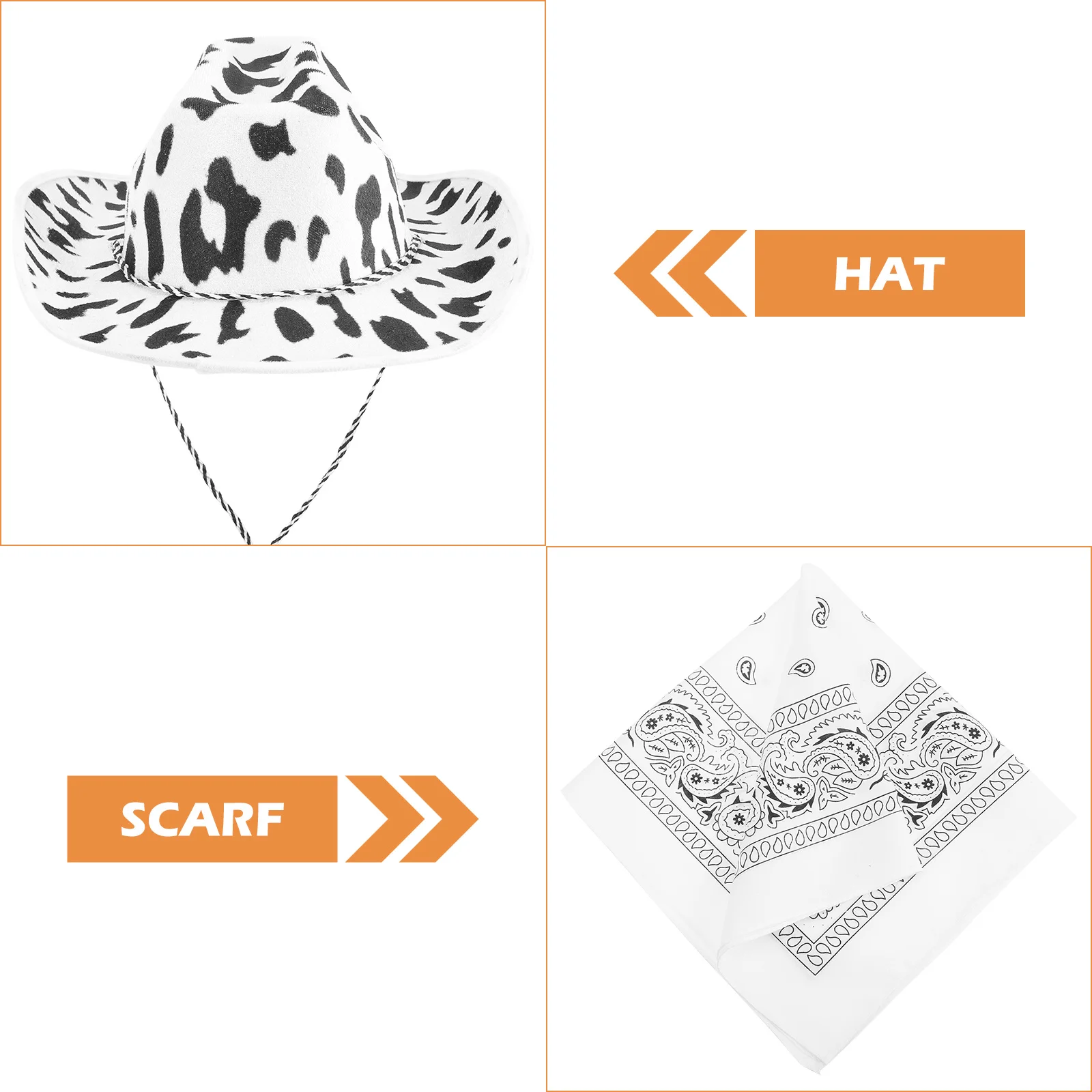 

1Set Cow Printed Cowgirl Hat Durable Adjustable Hat for Women Men Party Cosplay Dress Up Wedding Outfits for Women