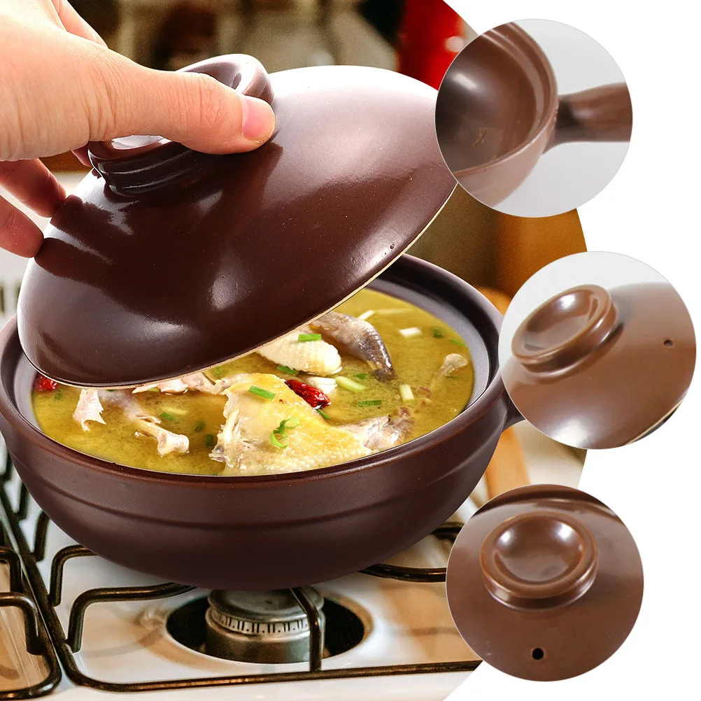 

Lithium Ceramic Pot High Temperature Resistant Smooth Handle Kitchen Stew Pot for Soup Rice Braised Chicken Cooking
