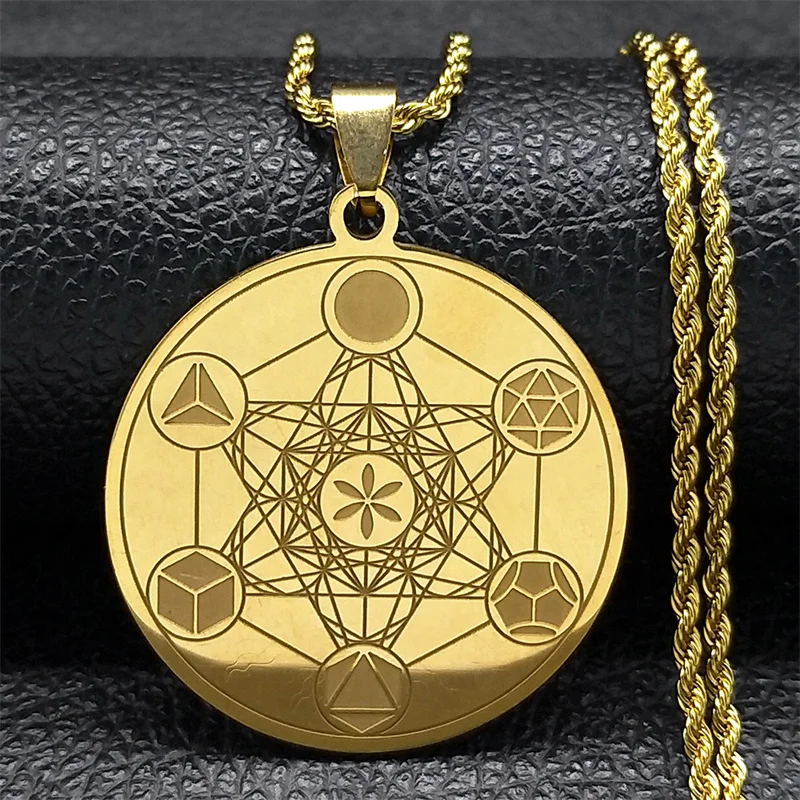 Metatron Erzengel Engel Siegel Halskette Männer Heilige Geometrie Solomon Edelstahl Gold Farbe Anhänger Halsketten Schmuck N3055S08 – Detail 4