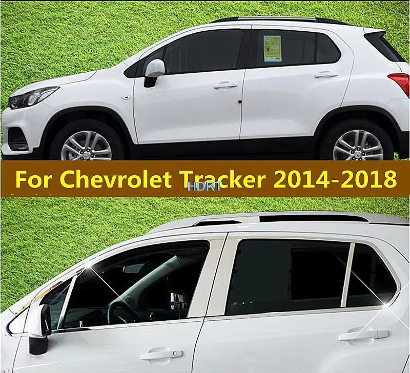 

Car Sticker Stainless Steel Glass Window Garnish Pillar Middle Column Strip Trim moulding For Chevrolet Trax Tracker 2014-2018