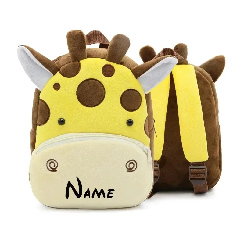 Custom Name Cute Cartoon Animal Backpack Personalized Your Text Toddler School Bag for Children Baby Girls Boys(giraffe)