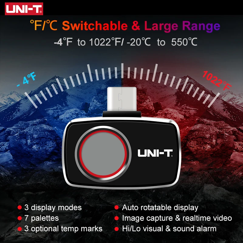 UNI-T Thermal Imager For Smartphone UTI260M UTI256M 256x192 Infrared Thermal Imaging Camera Pcb Solar Panel Device Fault Detect