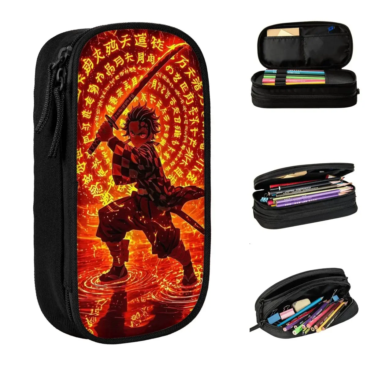 

Demon Slayer Tanjiro Kamado Manga Pencil Cases New Pen Bag Student Big Capacity School Supplies Gift Pencil Box