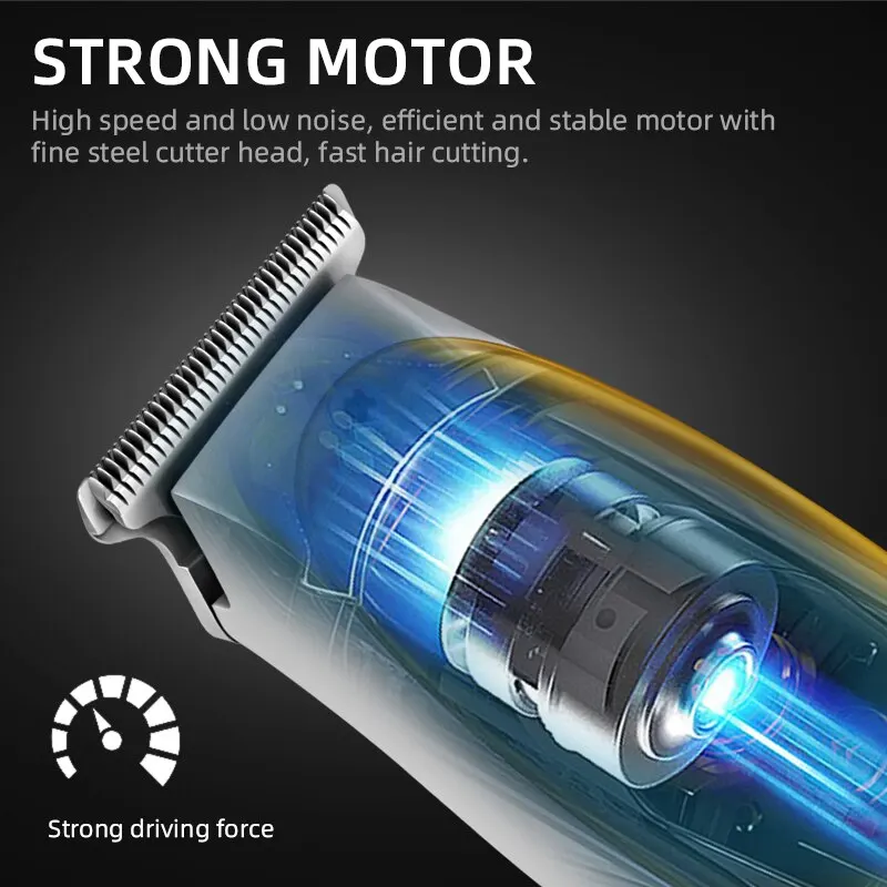 Kemei Professional Hair Clipper All Metal Men Electric Cordless Hair Trimmer 0mm Baldheaded T Blade Finish Haircut Machine 194
