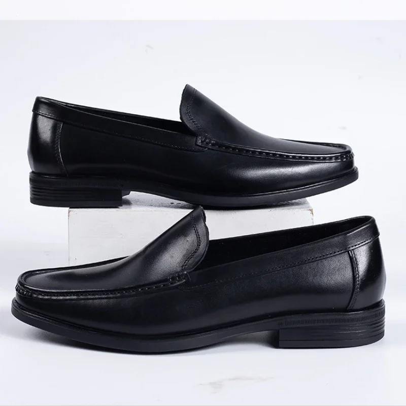 Genuine Leather Mens Business Loafers Shoes Luxury Handmade 2026 Spring British Style Fashion Slip on Wedding Dress Shoes Man